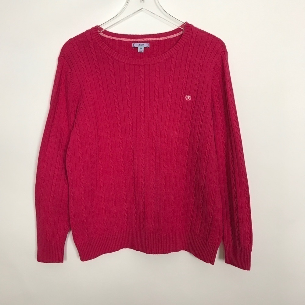 Izod pink 100% cotton cable knit sweater size 1X